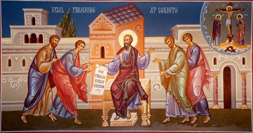 Paulus preekt in Korinthe